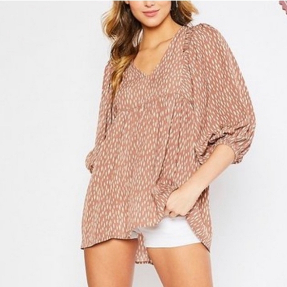 Mittoshop Babydoll Puff Sleeve Empire Waist V Neck Blouse Size Small - Picture 1 of 7